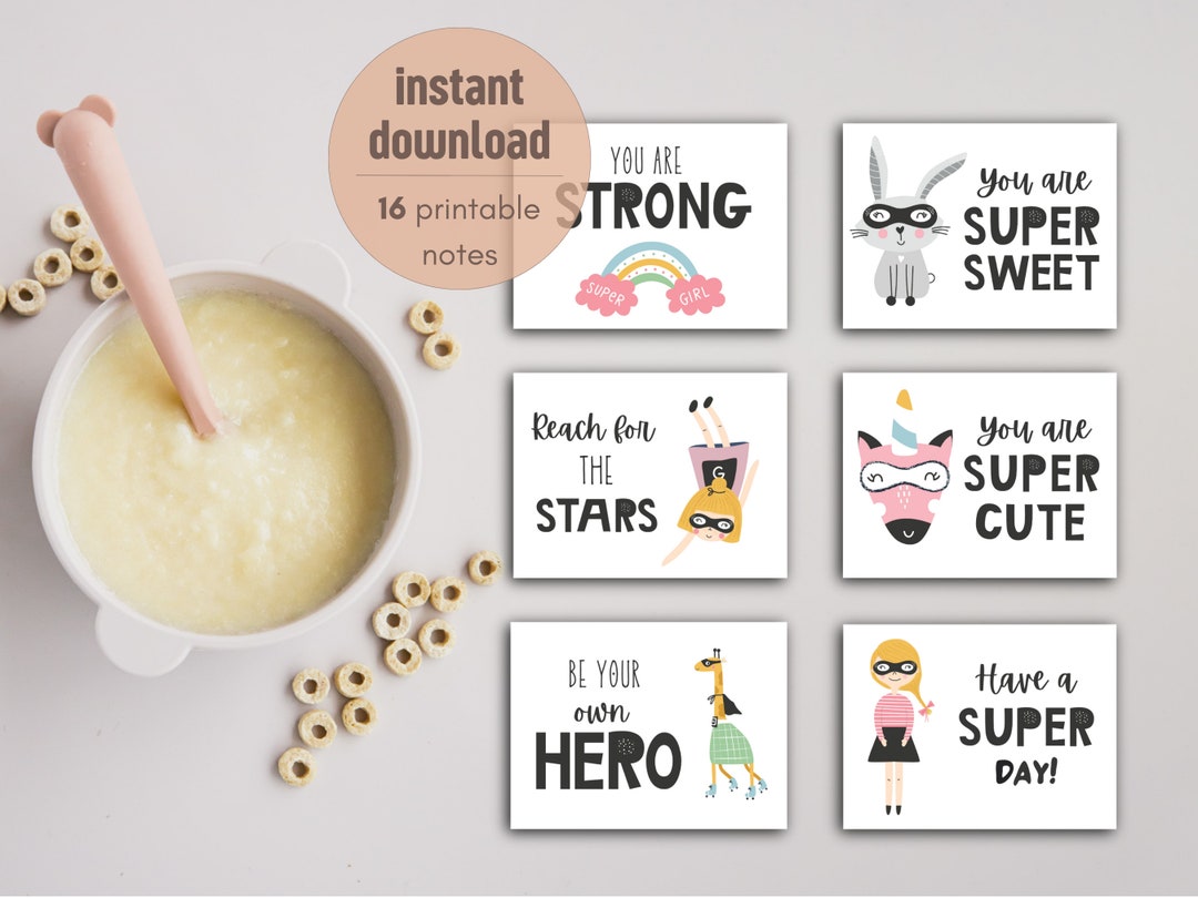 Printable Lunchbox Notes Superhero Girls | 16 Notes | Positive ...