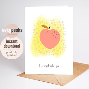 Imprimable Je vous a-peach-iate Carte de vœux | Collègue d'appréciation, amitié, anniversaire | Carte de jeu de mots alimentaire mignonne | Téléchargement instantané