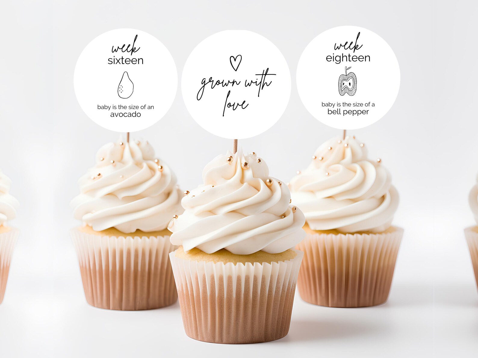 Week Topper Baby Shower Cupcake Toppers Grown With Love | 45 Printable Cut Outs ...