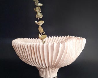 Sculptural Ceramic Ikebana Vase | Handmade White Ceramic Vase, Ceramic Art Installation, Japandi Decor