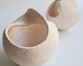 White Ceramic Sculpture | Handmade Sculptural Art Object, Wabi Sabi Japandi Decor