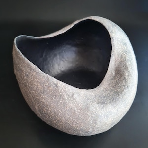 Handmade Wabi Sabi Ceramic Bowl: Brutalist Sculptural Pottery, Minimalist Decor