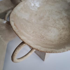 Escultura geométrica minimalista / Cuenco de cerámica hecho a mano, cerámica Wabi Sabi beige, decoración Japandi imagen 8