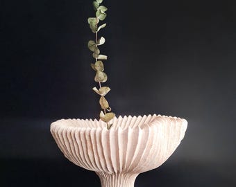 Sculptural Ceramic Ikebana Vase | Handmade White Ceramic Vase, Ceramic Art Installation, Japandi Decor