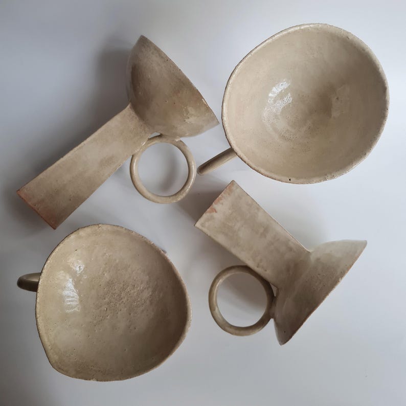 Escultura geométrica minimalista / Cuenco de cerámica hecho a mano, cerámica Wabi Sabi beige, decoración Japandi imagen 16