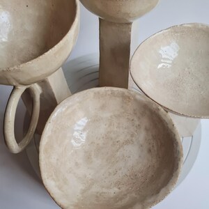 Escultura geométrica minimalista / Cuenco de cerámica hecho a mano, cerámica Wabi Sabi beige, decoración Japandi imagen 18