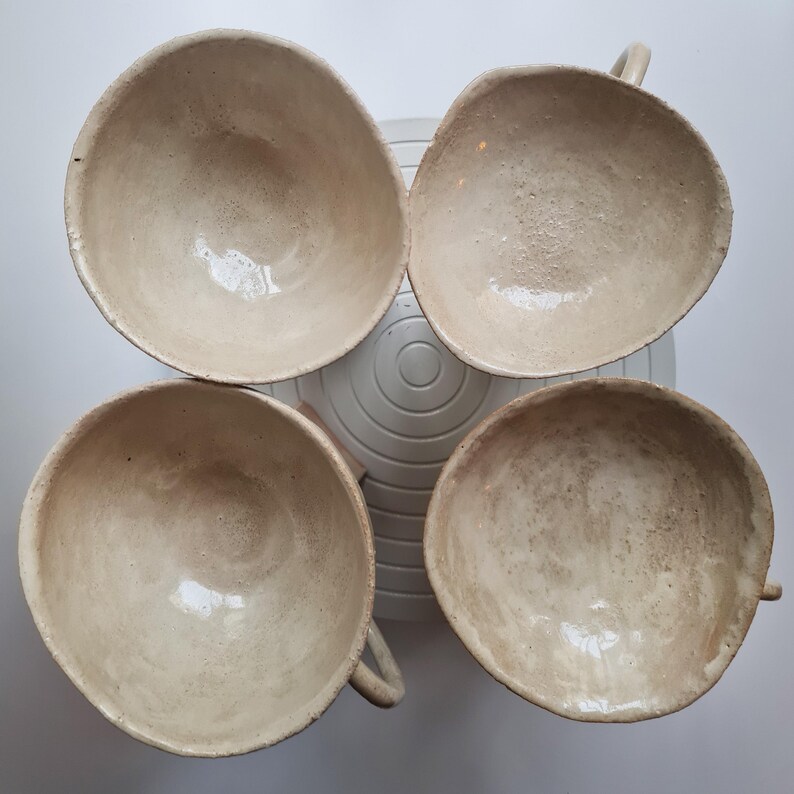 Escultura geométrica minimalista / Cuenco de cerámica hecho a mano, cerámica Wabi Sabi beige, decoración Japandi imagen 10
