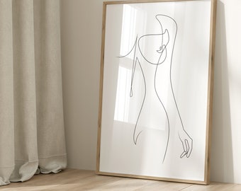 Naked Woman Body, Line Minimalistic, Female Figure Wall Art, Home Decor, Single Line Art, Naked Figure Line Art, Line Art Print.