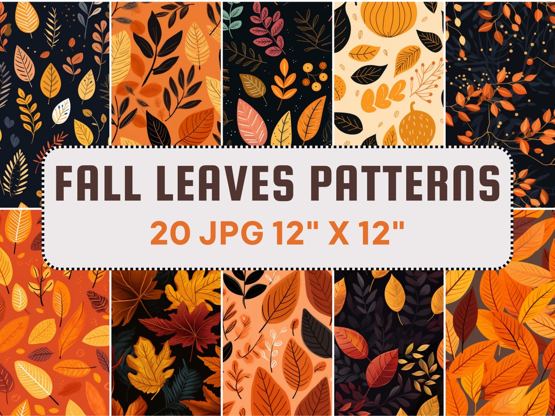 Fall Leaves Patterns Autumn Digital Paper Harvest Festival Crafts ...