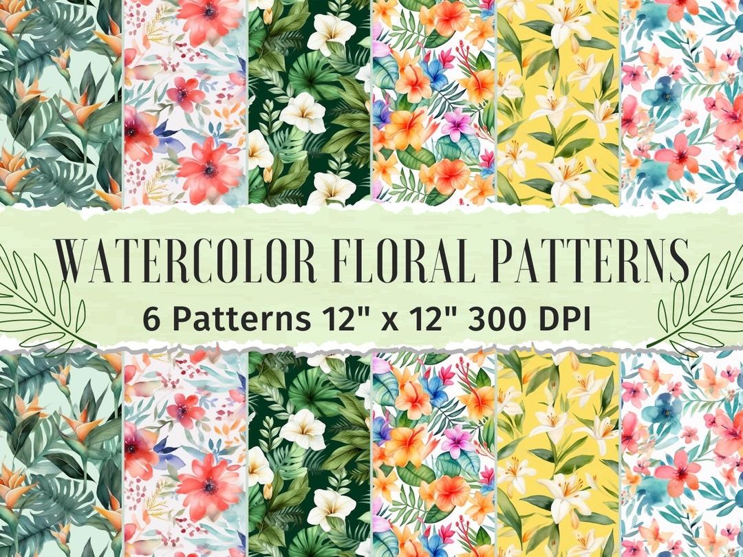 Summer Floral Digital Paper Seamless Watercolor Pattern Flower Pattern ...