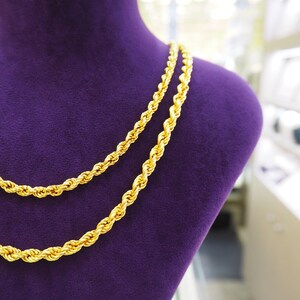 22k Gold Rope Chain, Gold Rope Chain Necklace, 4.5mm 5mm Thick Rope ...