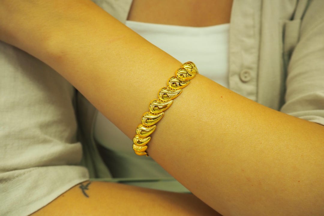 22k Solid Gold Bracelet, 22k Gold Bracelet, Ladies Pure Gold Accessory ...