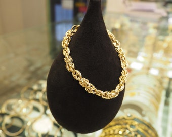 14k Goldkettenarmband, Kette & Link-Armband, 14k byzantinische Kette, italienisches Armband, 14k Evil Eye Armband, 14k Goldschmuck, Geschenk für sie
