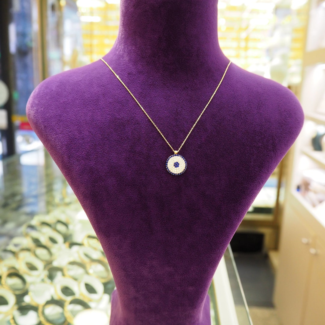 14k Solid Gold Evil Eye Pendant 14k Gold Evil Eye Protection Etsy