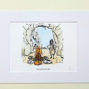 Signed print of my Private Eye magazine cartoon ‘Cats Discover Fire’