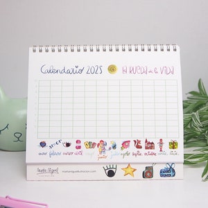 Bureaukalender 2025 in het Spaans | Kunstkalender 2025 | Geïllustreerde kalender | Bureaukalender | Kalender voor zelfliefde en schrijven