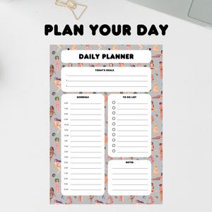 Planner giornaliero colorato in PDF | Diario digitale per la cura di sé | Agenda giornaliera stampabile in inglese | Formato A4 e formato lettera USA