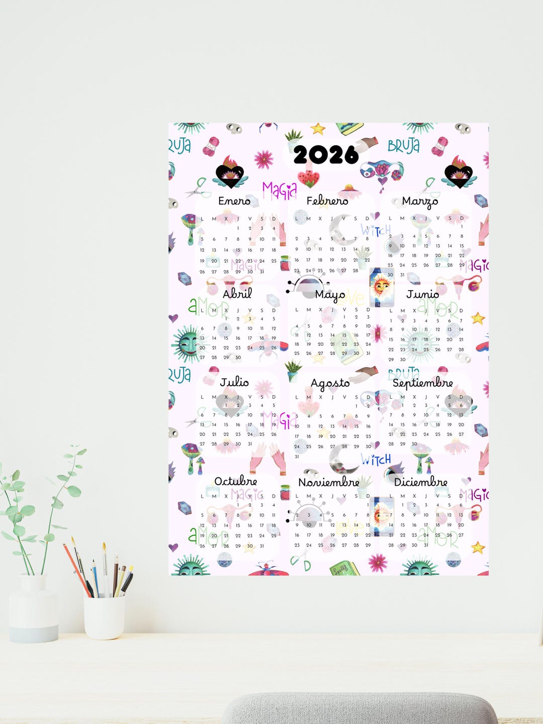 2026 Calendar Printable | One Page Magical Wall Planner | A4 & US ...