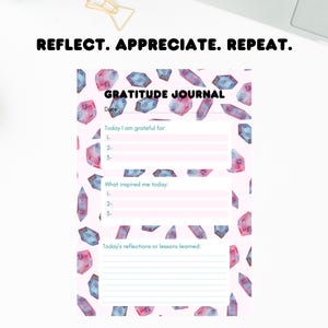 Gratitude Journal Printable  in English– Daily Reflection PDF – A4 & US Letter – Watercolor Self-Care Pages – Instant Download