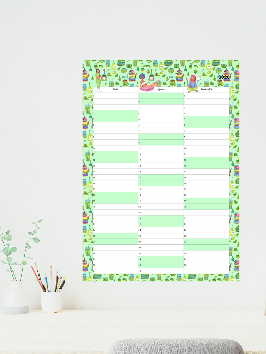 Ausdruckbarer Kalender Sommer 2026 | Juli bis September Wandkalender