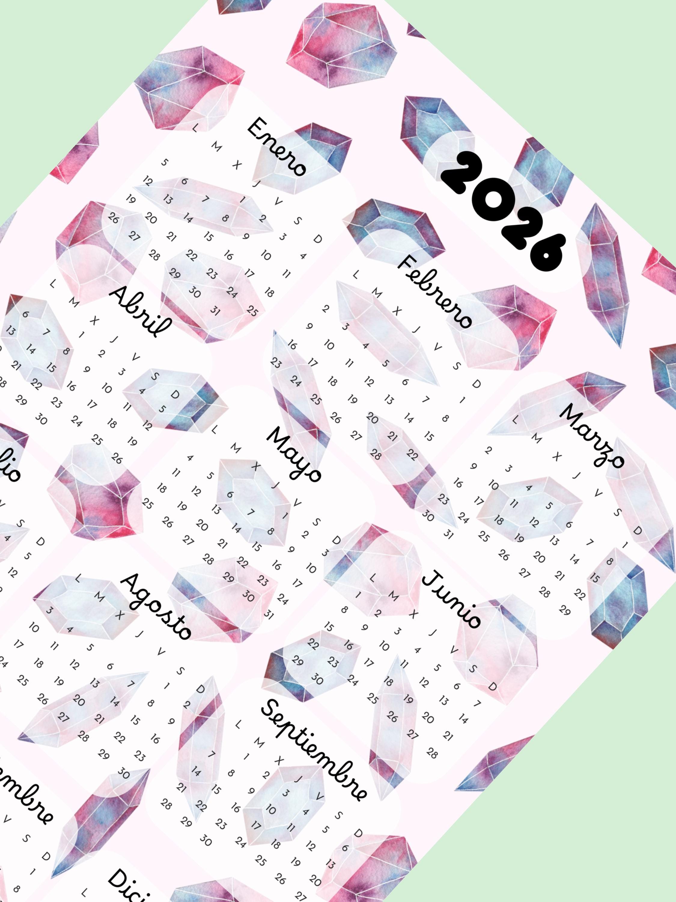 Spanish 2026 Calendar Printable | One Page Diamonds Wall Planner | A4 ...