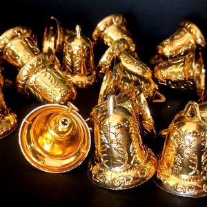 Artificial Decorative Golden Bells 2 inch for home decor diy crafts bells Christmas Garland Hanging jingle bells set of 20