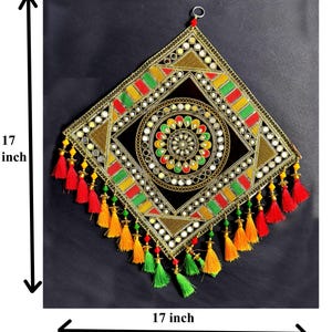Cotton handmade Wall Hanging Decorative Square Bandanwal toran Rangoli Pooja Temple Diwali decor