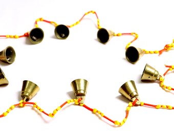 2er Set handgefertigte Messing Jingle Bell Strang, Boho Windspiel (3,5 ft)