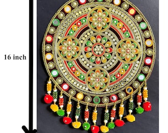 Wall Hanging Decorative Round Bandanwal toran Rangoli Cotton handmade Pooja Temple Diwali decor