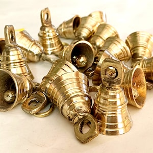 Golden Christmas Jingle Bells - 2 Inch Wall Hanging Decor with Hook - Ideal Home Decor Ornaments - Perfect Holiday Gift