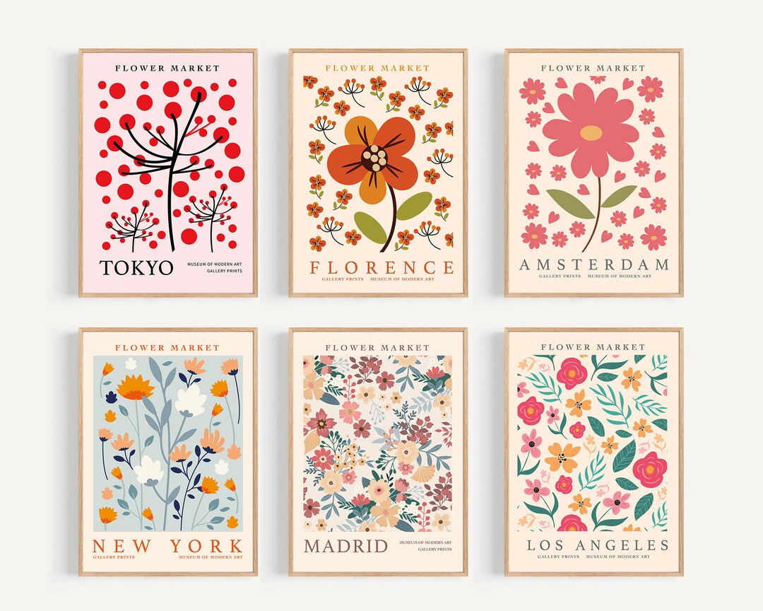 Set of 6 Wall Art Prints , Botanical Wall Art, Digital Prints