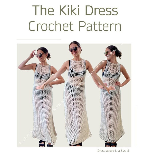 The Kiki Crochet Dress Pattern - Anfängerfreundliches Crochet Beach Dress Pattern - Sofortiger Download PDF - @juicylu.ce