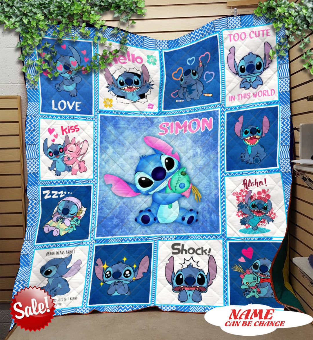 Disney Stitch Angel Quilt Blanket Angel Blanket Disney Movie Etsy