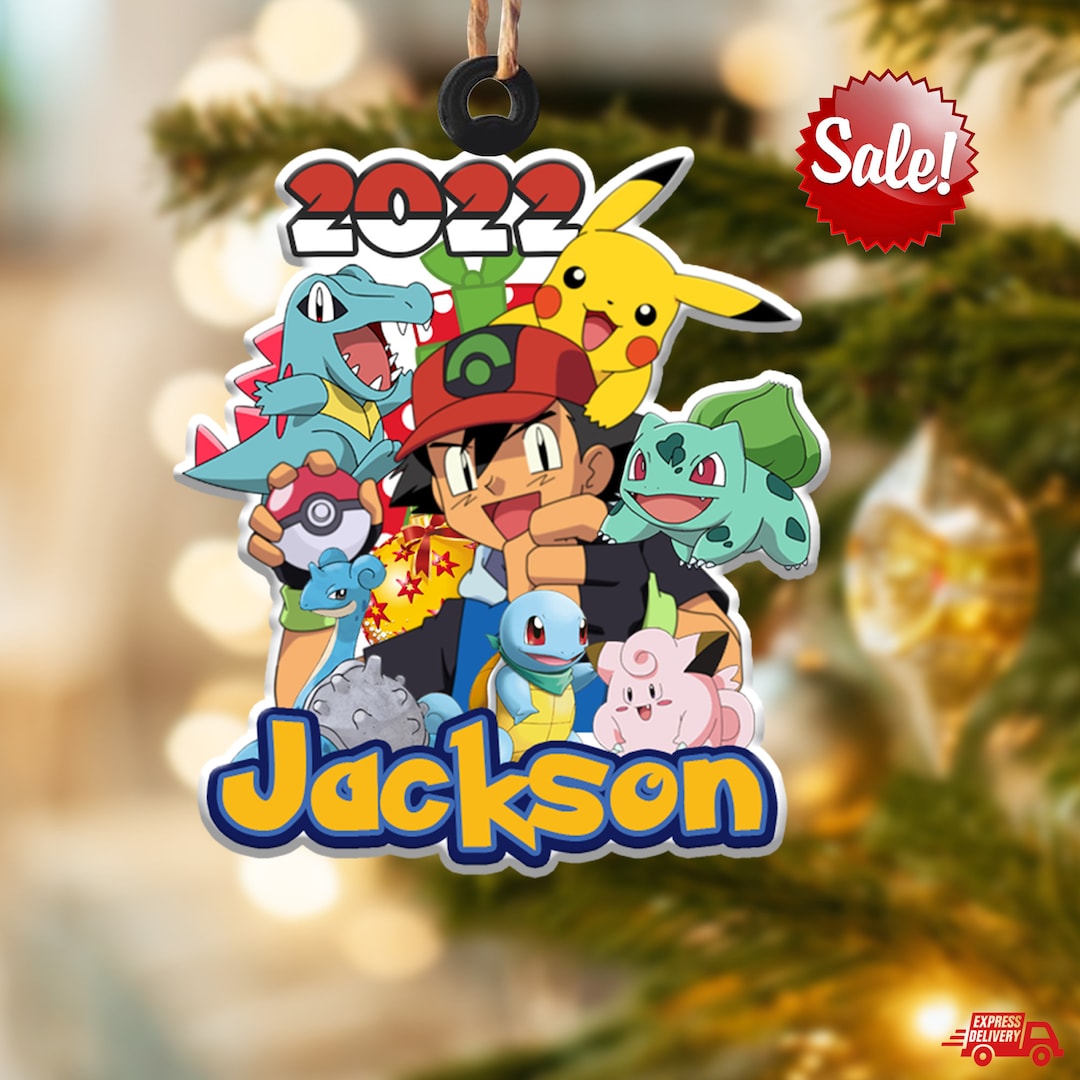 Personalized Pokemon Christmas Ornament Pokemon Custom Etsy