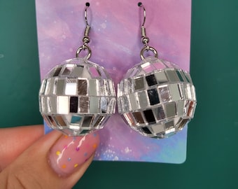 Disco ball mirror earrings