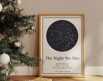 Custom Star Map Print, Night We Met Anniversary Gift, Night Sky Print, Star Map Poster, Wedding Gift, Constellation Print, Personalised Gift