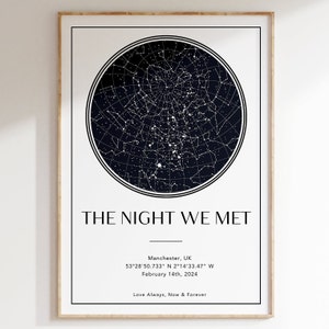 Carte des étoiles personnalisée | Cadeau de mariage | Impression Constellation | Nuit de notre rencontre : carte | Cadeau d'anniversaire | Carte des étoiles de bébé | Jour de votre naissance
