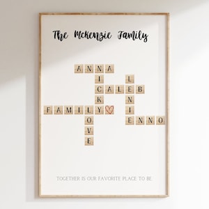 Benutzerdefinierte Familie Scrabble Druck | Familiennamen Letter Tile Art | Kreuzworträtsel Familie Kunst | Muttertagsgeschenk | Familie Wandkunst | Familien Andenken