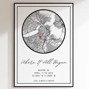 Unser erstes Date Map | Benutzerdefinierte Karte Druck | Wo alles begann | Jubiläumsgeschenk | Strasse Strassen Karte | Hochzeitsgeschenk | Paare Erinnerung Andenken
