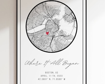 Anniversary Gifts, Where it all began, Where We met, The Night we met, Custom Map Print, Graduation Gifts, Our First Home, Birthday, DIGITAL