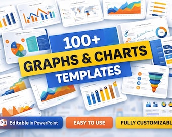 Más de 100 plantillas de gráficos y diagramas: Diapositivas de datos modernas (descarga instantánea)