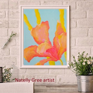 Lilie Blume Ölgemälde Original Kunst Lilie Blume Wand Kunst Leinwand Lilie Malerei Rot Rosa Blau Lilie Blume Natelly Gree Kunstwerk 18x24