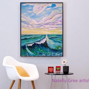 Blaues Meer Ölgemälde Meer Himmel Wolken Seelandschaft Malerei Leinwand Original Art Große Meerlandschaft Ölgemälde Große Meer Wand Kunst 50x70 Natelly Gree