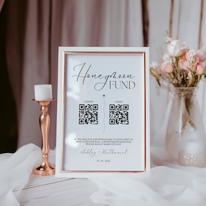 Wedding QR Code Sign Template Minimal Themed Wedding Reception QR Signs Editable Wedding Cash Gift Venmo Cashapp instant download printable