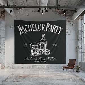 Custom Bachelor Party Sign for Photo Backdrop Personalized Groom Banner for Whiskey Themed Party Decor Grooms Party Banner Decorations
