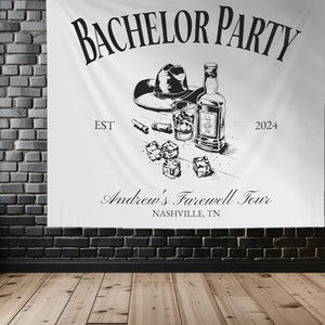 Custom Bachelor Party Sign for Photo Backdrop Personalized Groom Banner for Whiskey Themed Party Decor Grooms Party Banner Decorations