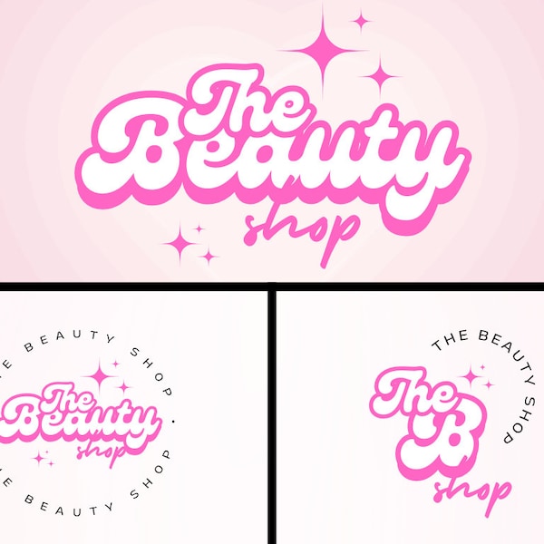 Logo Custom in Canva DIY Logo Pink Design Logo Template Custom Retro Logo Custom Pink Lash Logo Hair Logo Boutique Logo Premade Beauty Logo