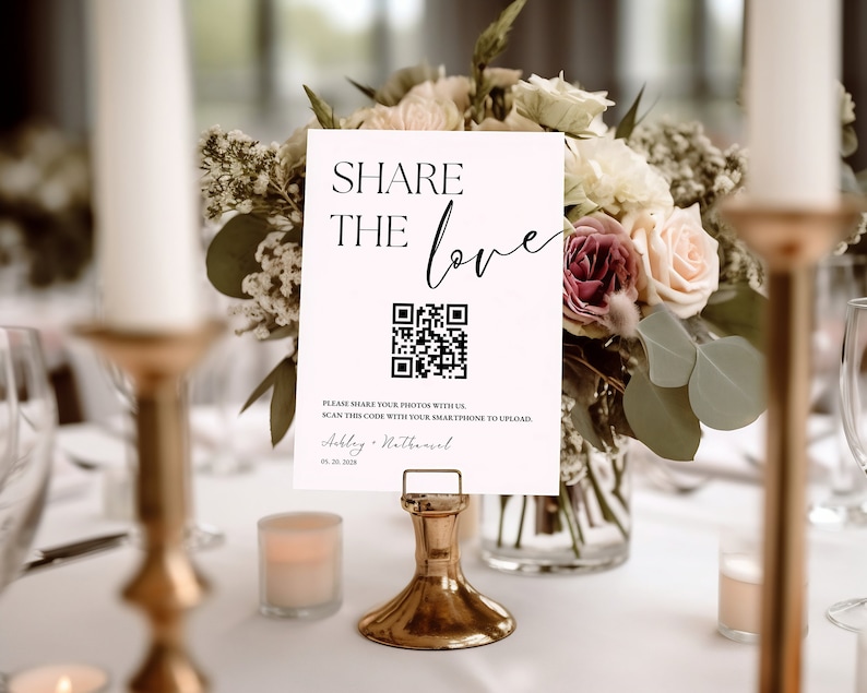 Qrcode Sign Wedding Minimalist Photo Album Sharing QR Wedding Signs ...