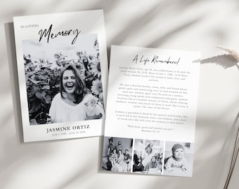 Editable Funeral Program Canva Template Simple Bifold Memorial Service Brochure Celebration of Life Program Minimal Design for Obituary