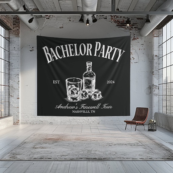 Personalized Bachelor Party Banner: Whiskey Theme Photo Backdrop